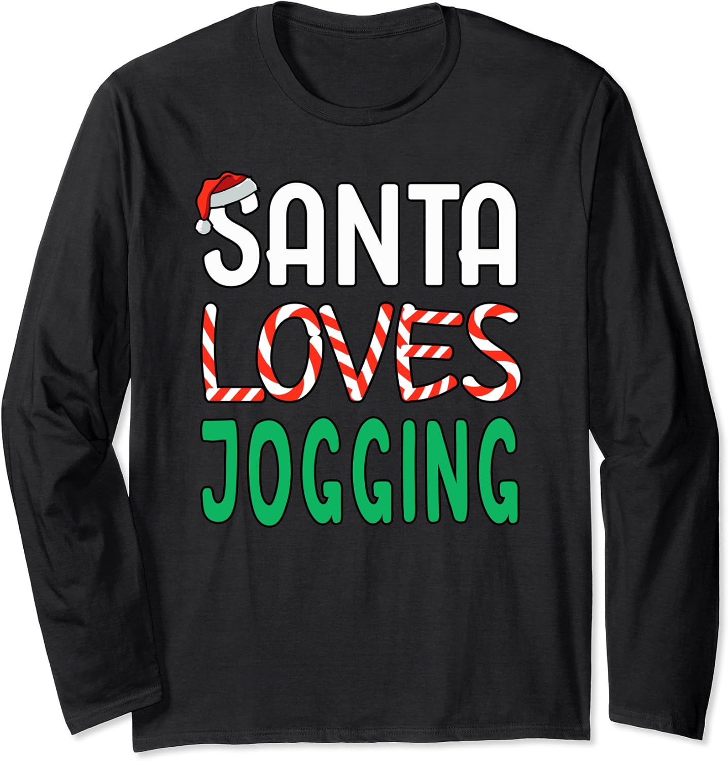 Jogging Christmas Gift Funny Santa Loves Jogging Long